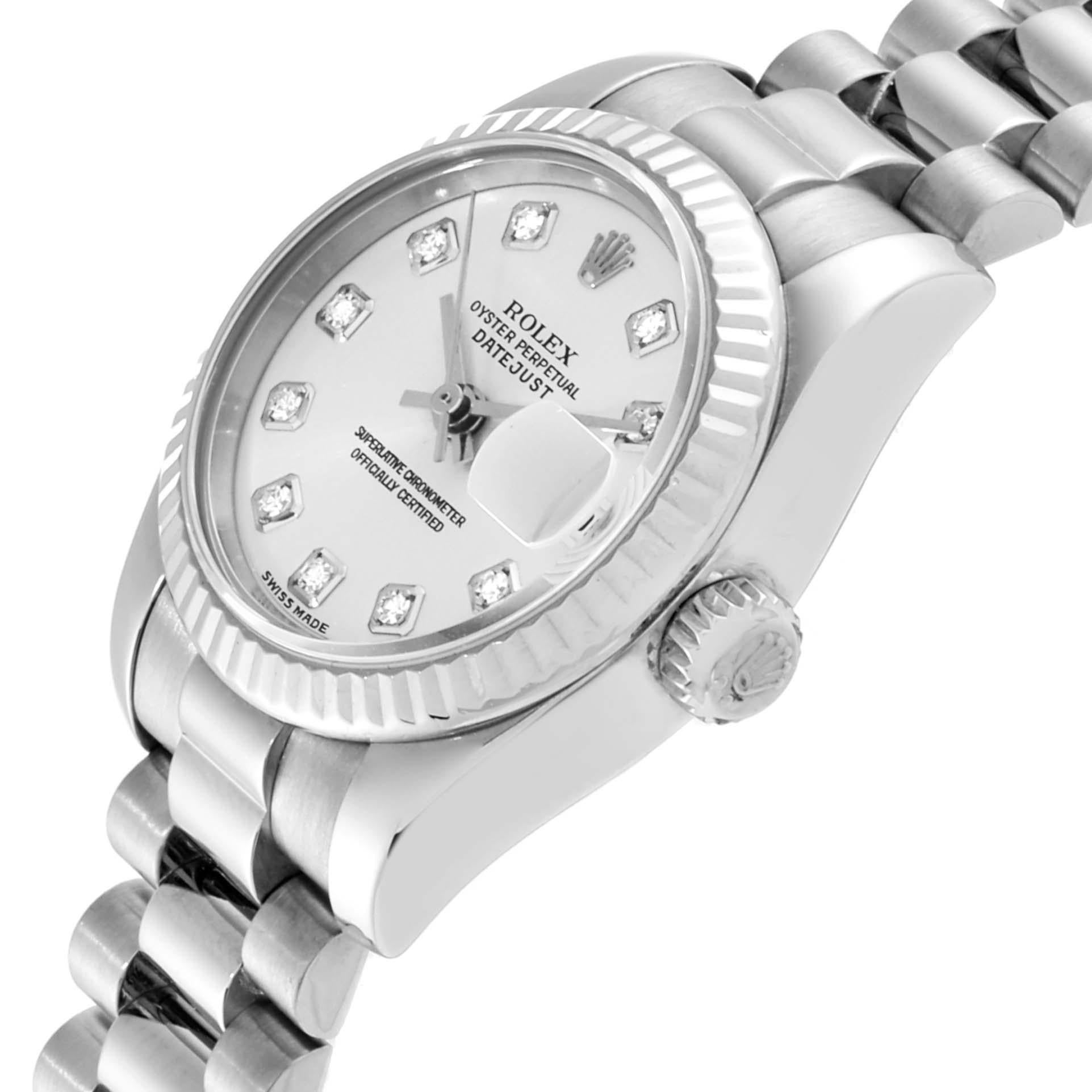 Rolex President Ladies White Gold Diamond Ladies Watch 179179 Box Papers For Sale 1