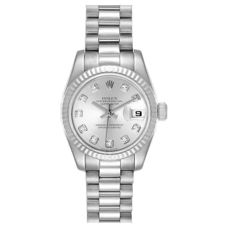 Rolex President Ladies White Gold Diamond Ladies Watch 179179 For Sale