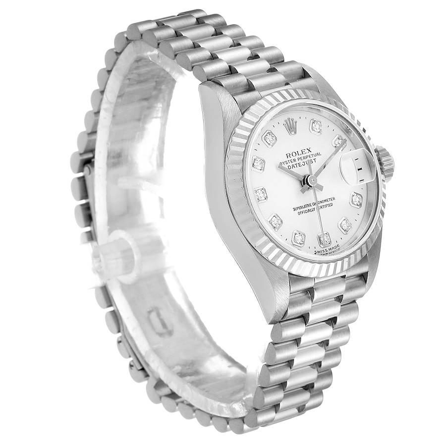Rolex President Ladies White Gold Diamond Ladies Watch 79179 In Excellent Condition For Sale In Atlanta, GA