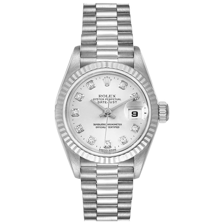 Rolex President Ladies White Gold Diamond Ladies Watch 79179 For Sale