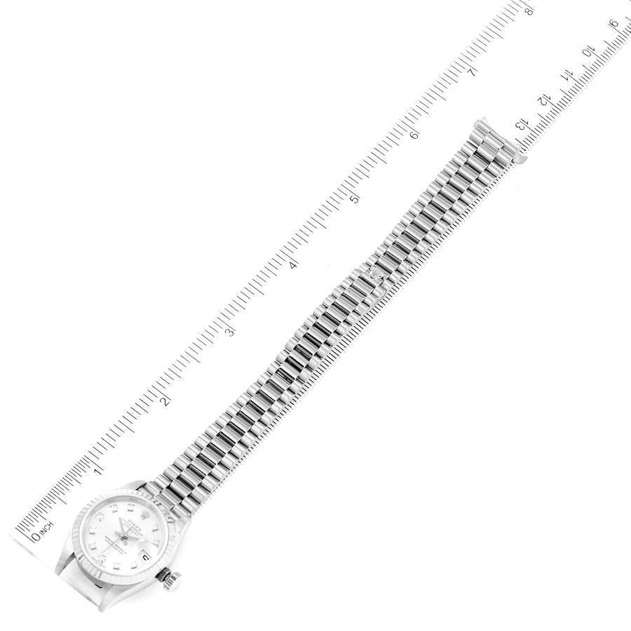 Rolex President Damenuhr, Weißgold Silber Diamant Zifferblatt Damenuhr 79179 im Angebot 4