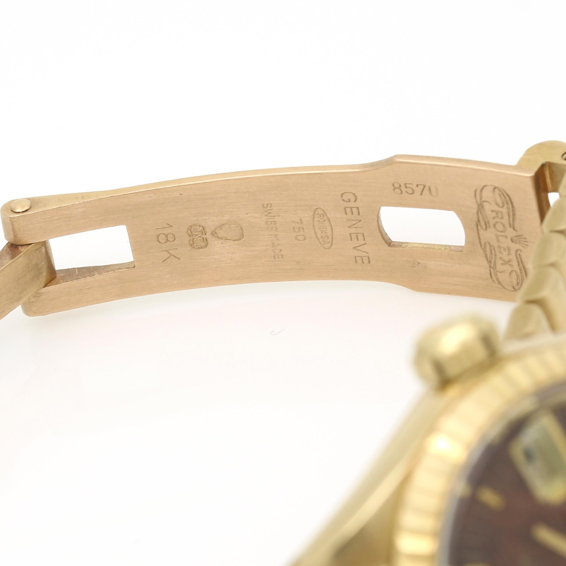 Women's Rolex President Lady Datejust 6917 18k Mahogany Wood Dial Watch - 26mm