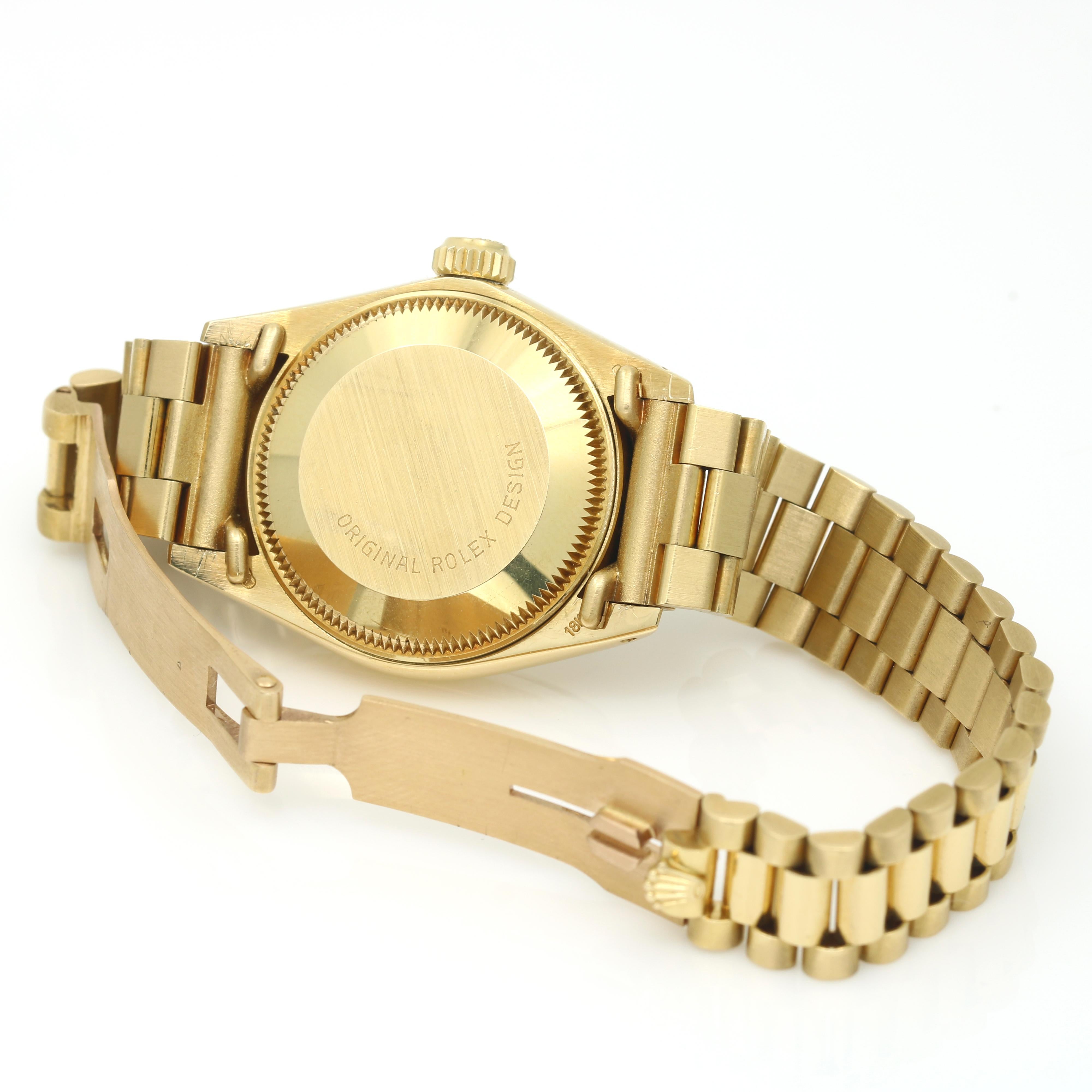 Rolex President Lady Datejust 6917 18k Mahogany Wood Dial Watch - 26mm 1