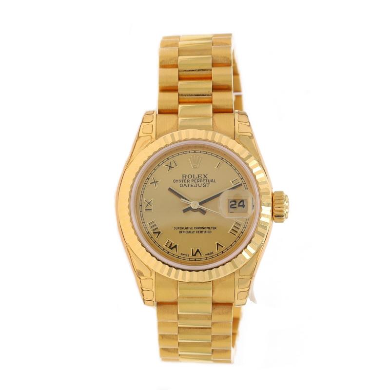 Rolex President Lady-Datejust Wristwatch 179178 Yellow Gold 18k Auto 1 Yr Wnty In Good Condition In Greensboro, NC