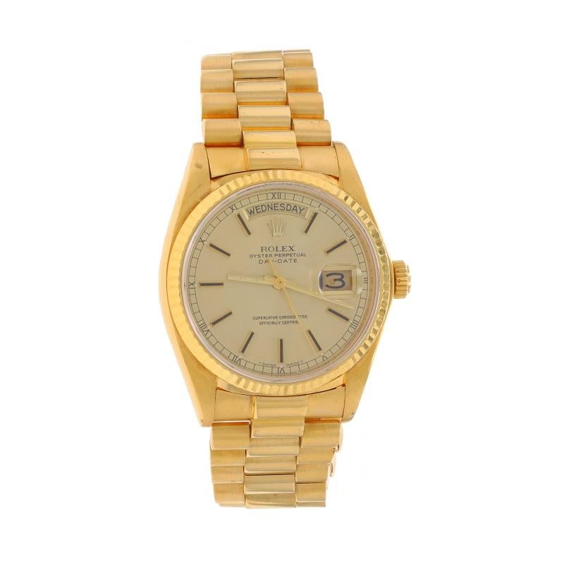 Rolex President Men's Wristwatch 18038 - Yellow Gold 18k Automatic 1 Yr Warranty In Excellent Condition In Greensboro, NC