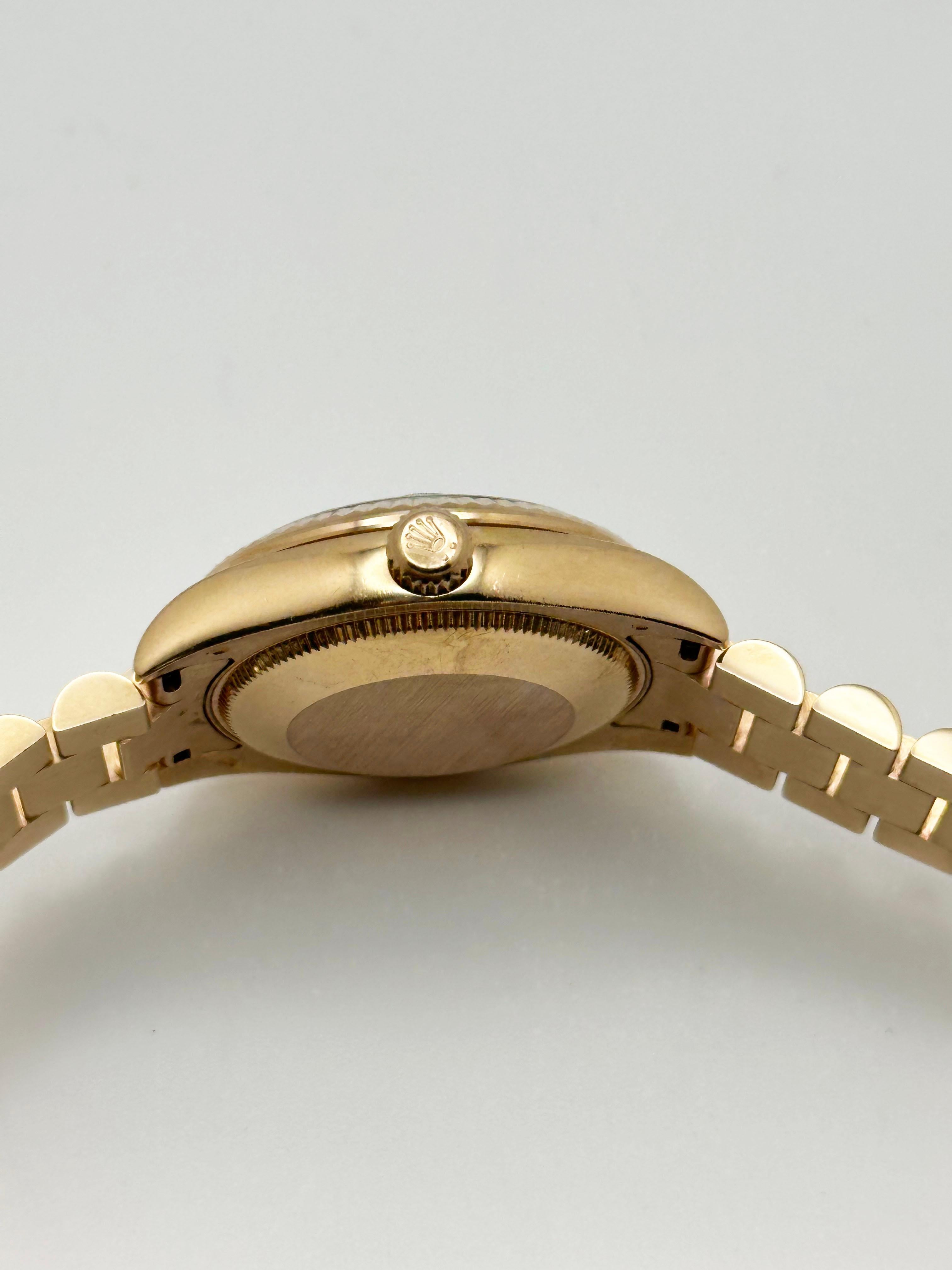 Rolex Präsident Midsize 178275 31mm MOP Roman VI Diamond Dial 18K Rose Gold Karte im Angebot 1