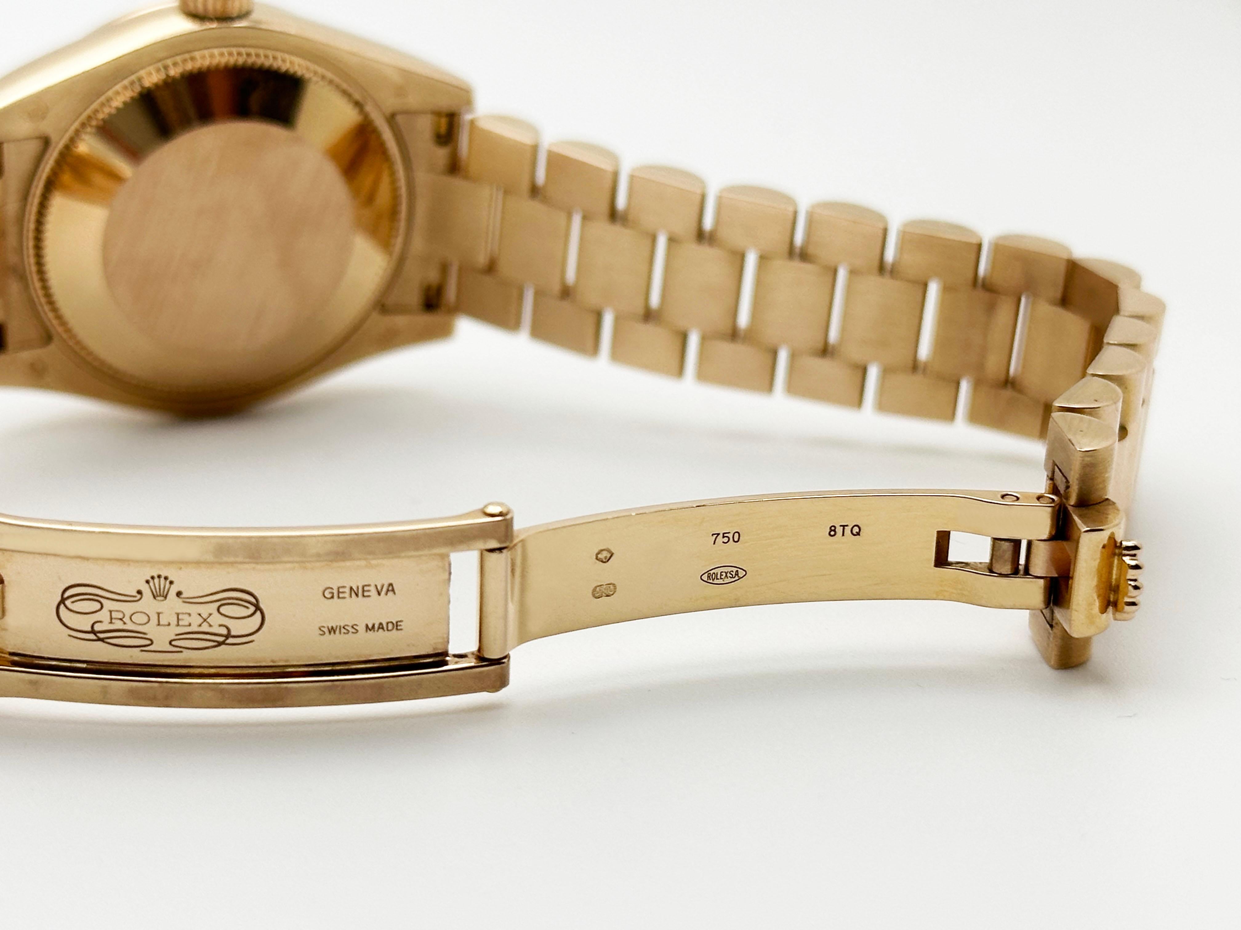 Rolex Präsident Midsize 178275 31mm MOP Roman VI Diamond Dial 18K Rose Gold Karte im Angebot 2