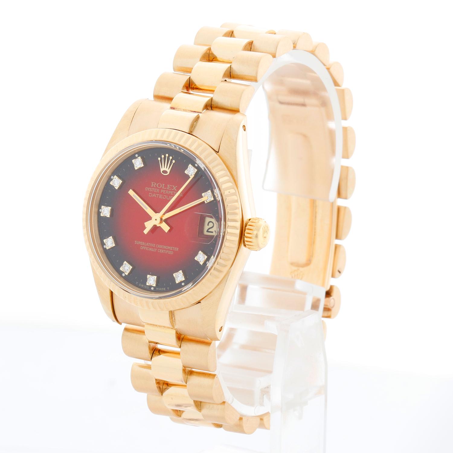 Rolex Präsident Midsize 18K Gelbgold Uhr 6827 im Zustand „Hervorragend“ in Dallas, TX