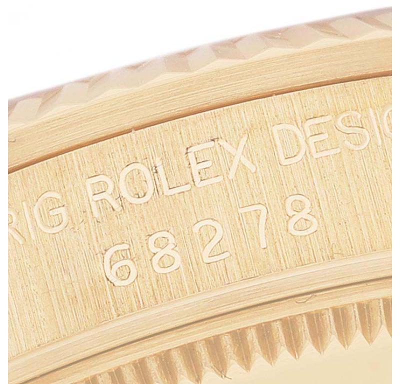 Women's Rolex President Midsize Marble Dial Yellow Gold Ladies Watch 68278 Box Papers