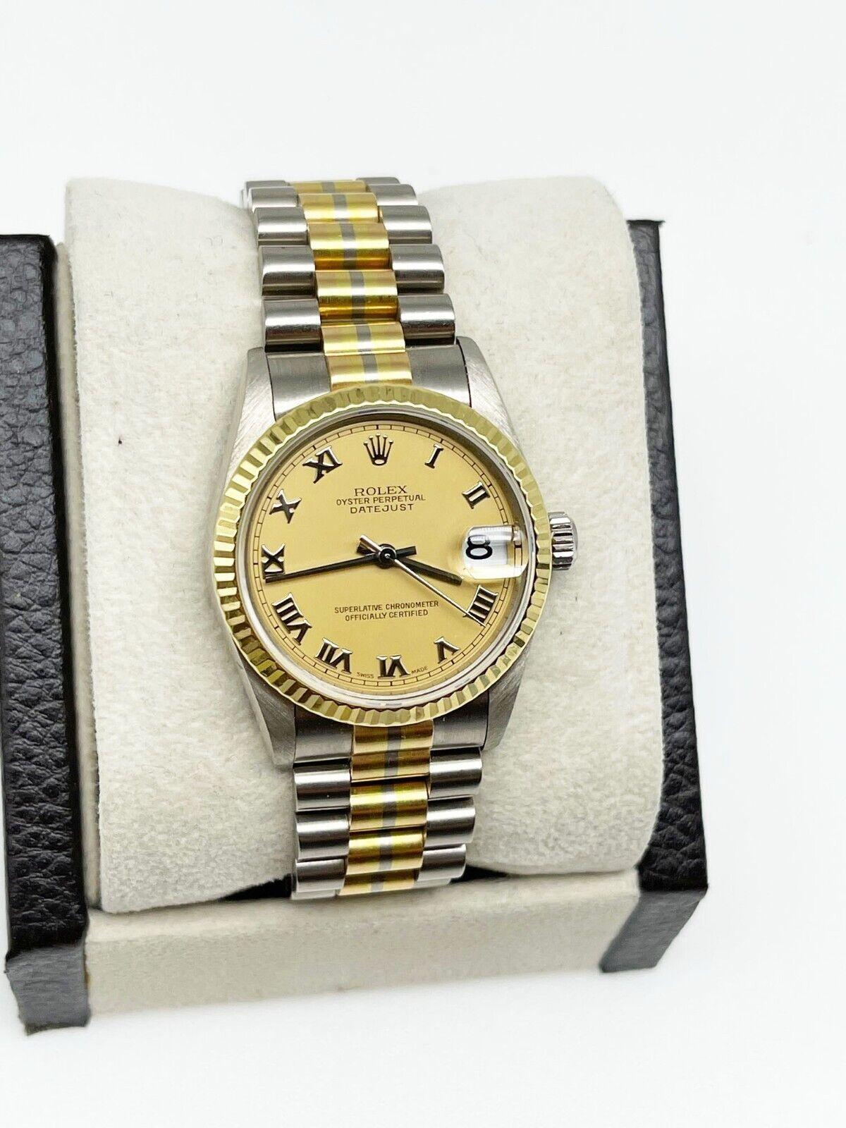 Rolex Präsident Tridor 78279 Midsize 31mm 18K Gelb Rose Weißgold im Zustand „Hervorragend“ im Angebot in San Diego, CA