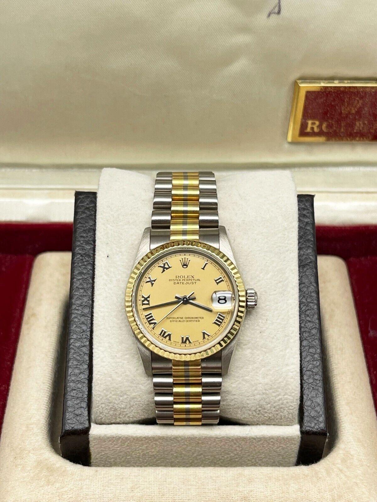 Rolex President Tridor 78279 taille moyenne 31 mm en or jaune, rose et blanc 18 carats Unisexe en vente