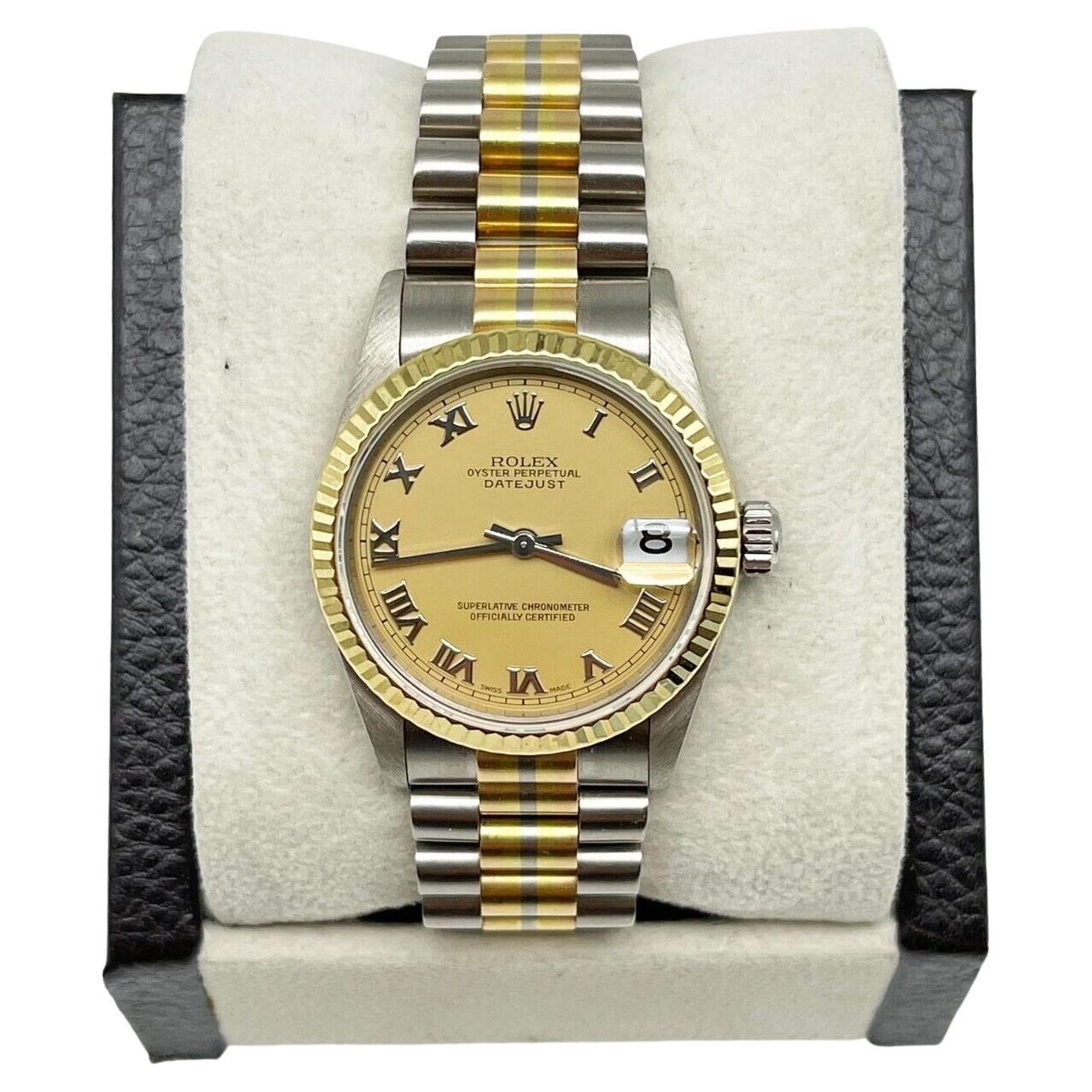 Rolex President Midsize Tridor 78279 18K Yellow Rose White Gold For Sale