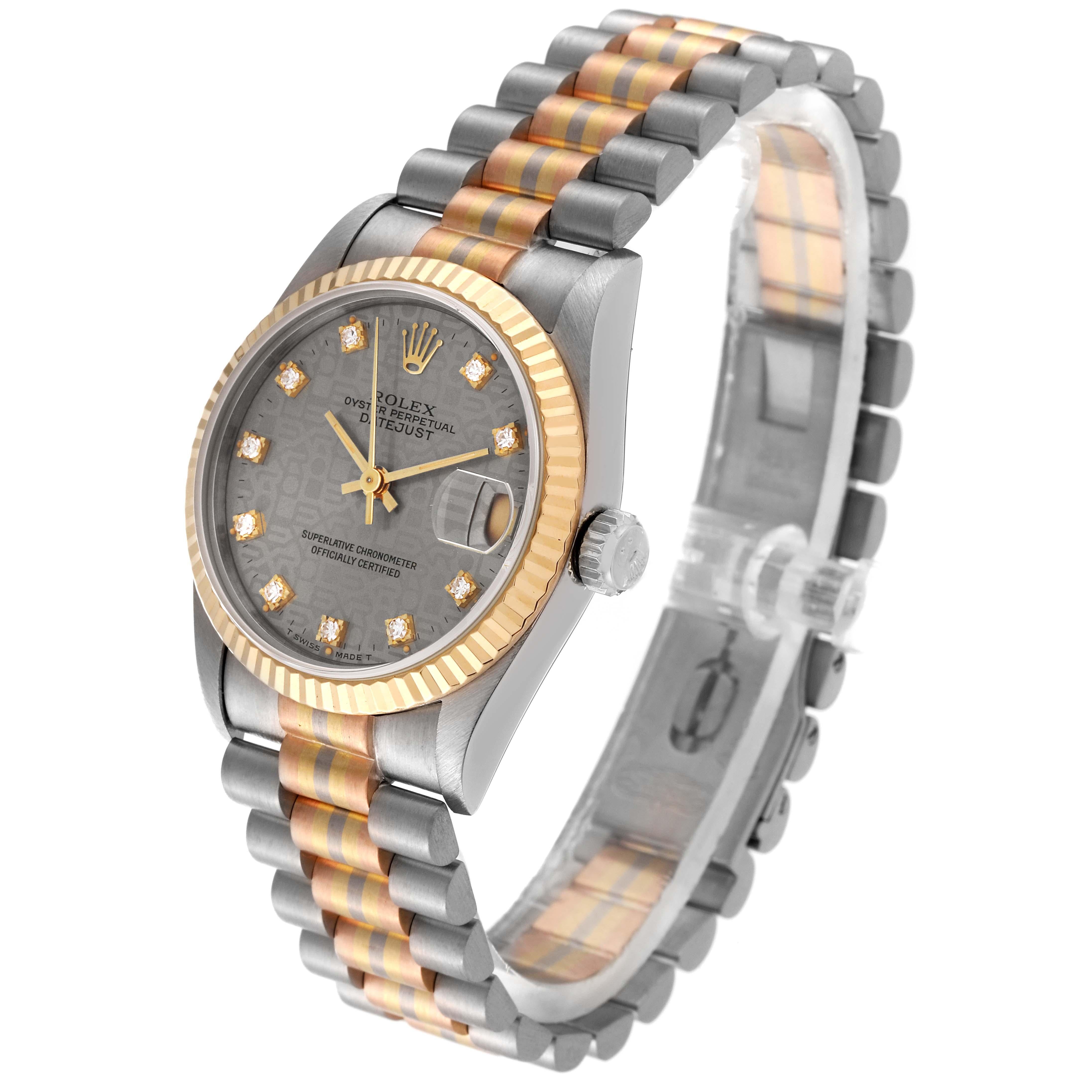 Rolex Montre President de taille moyenne Tridor en or jaune et rose avec diamants, pour femmes 68279 en vente 3