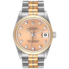 Rolex President Midsize Tridor Weiß-Gelb-Roségold-Diamant-Damenuhr 68279