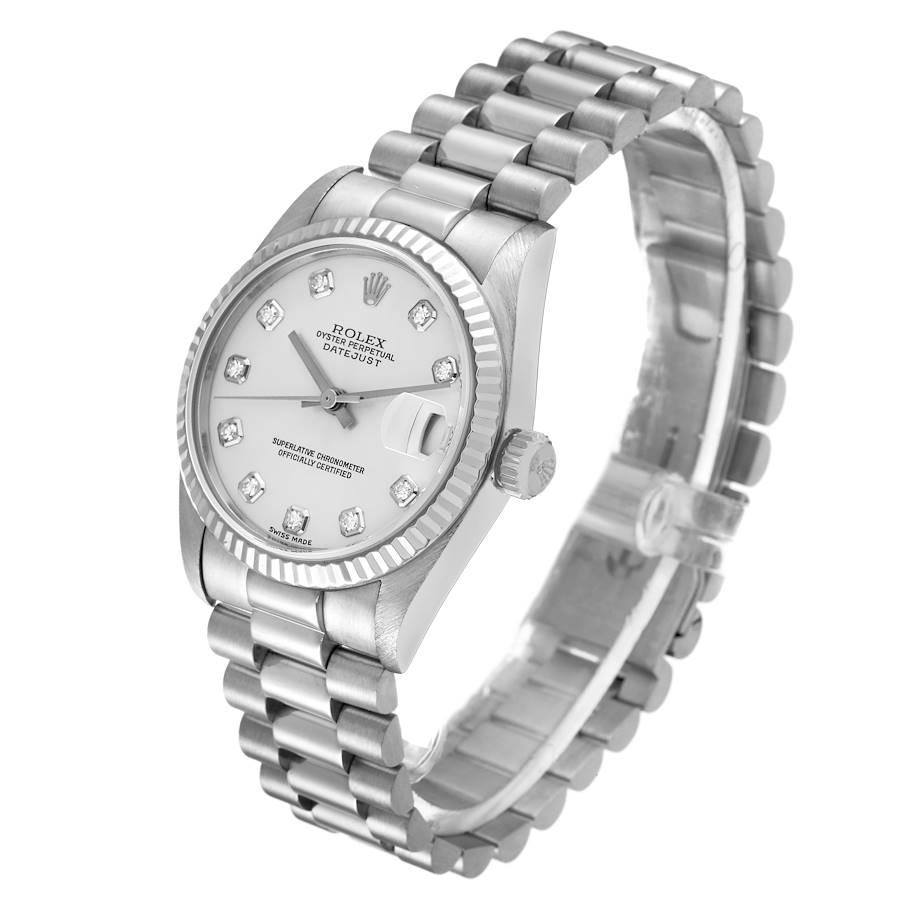 Women's Rolex President Midsize White Gold Diamond Ladies Watch 78279 Box Papers