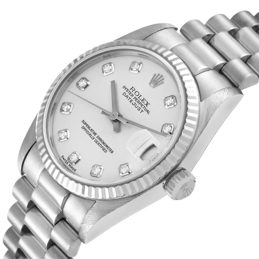 Rolex President Midsize White Gold Diamond Ladies Watch 78279 Box Papers 1