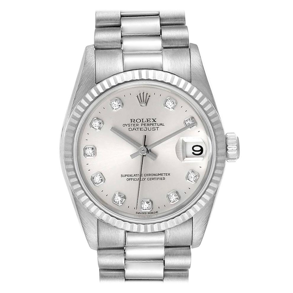 Rolex President Midsize White Gold Diamond Ladies Watch 78279