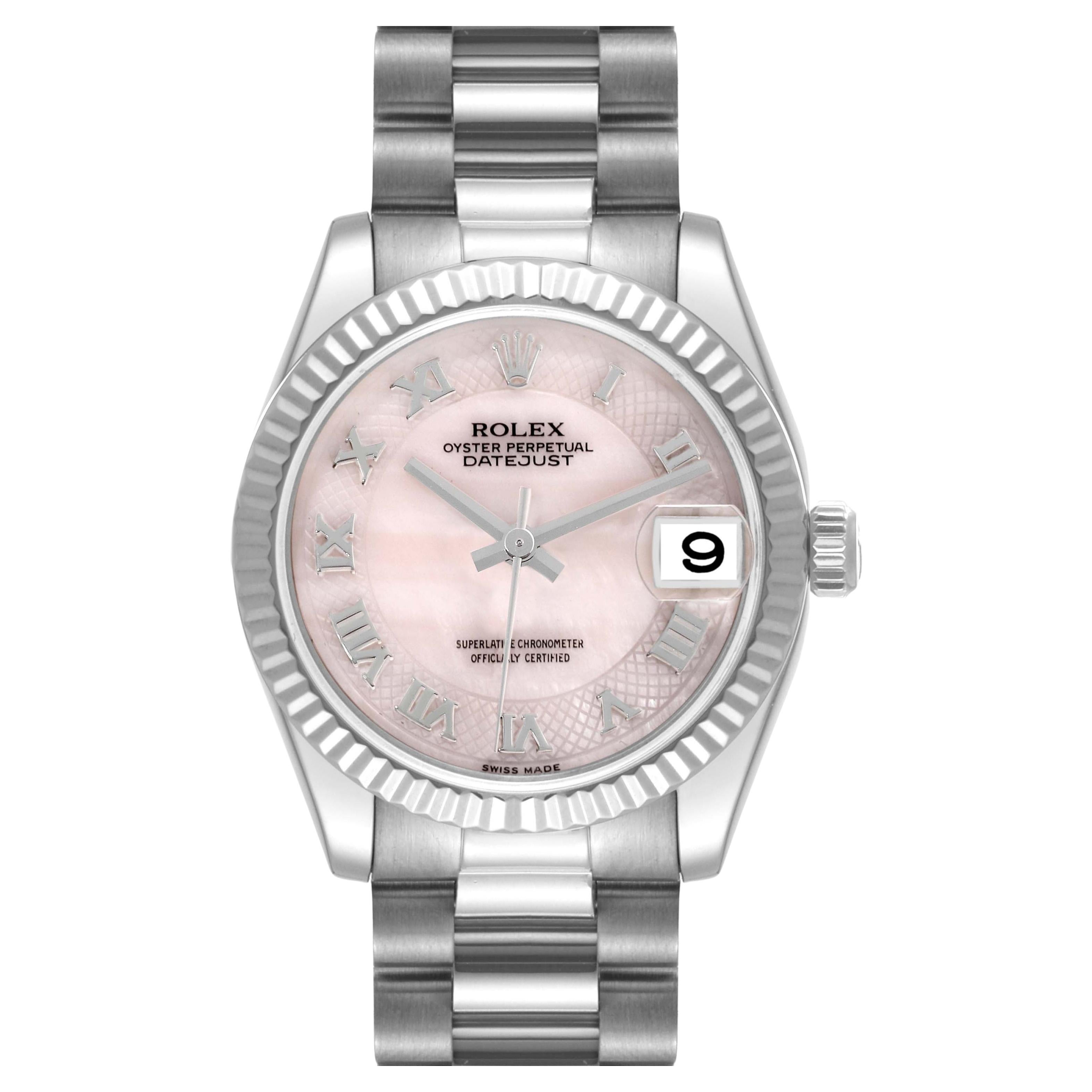 Rolex President Midsize White Gold Mother of Pearl Dial Ladies Watch 178279
