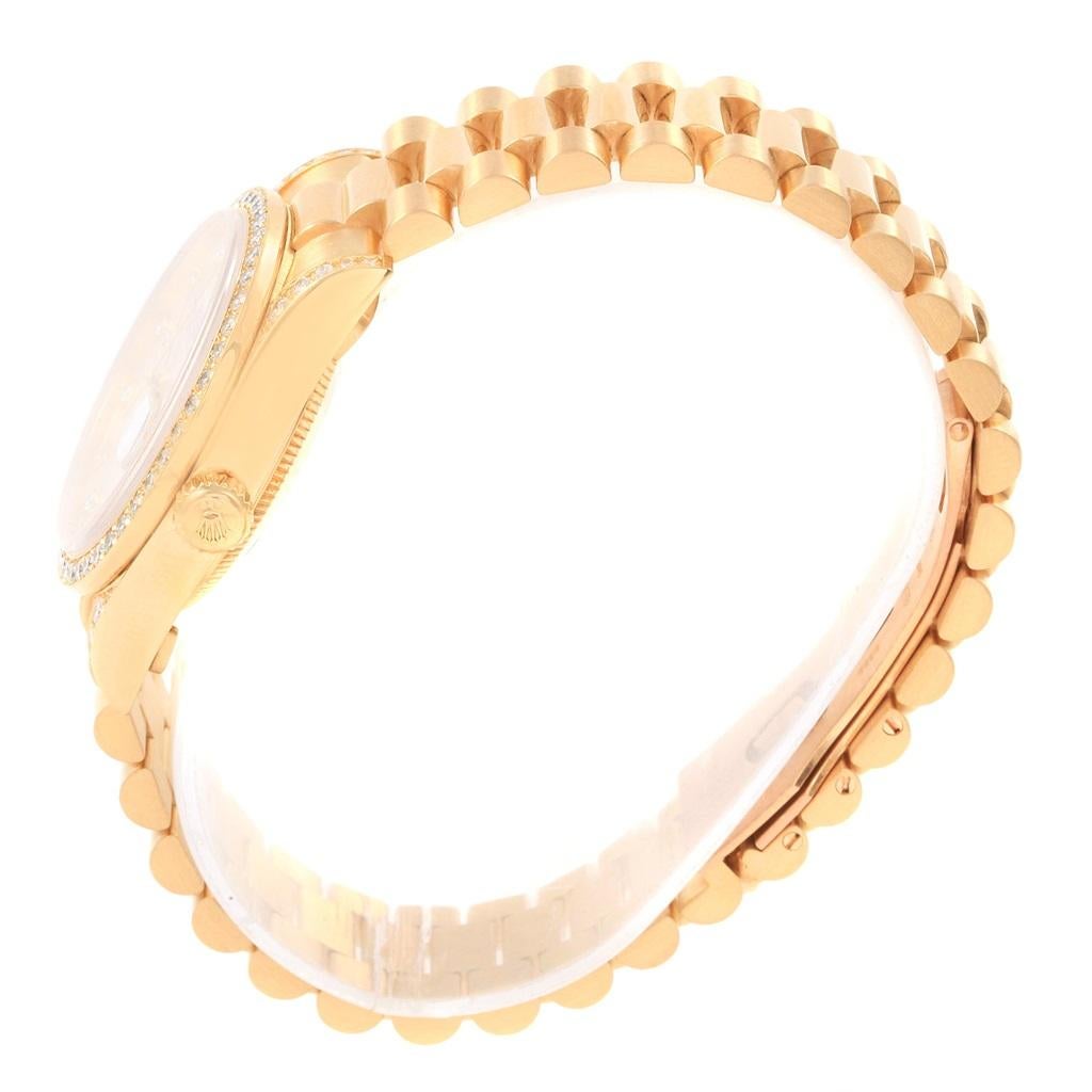 Rolex President Midsize Yellow Gold Diamond Dial Bezel Lugs Watch 78158 For Sale 2