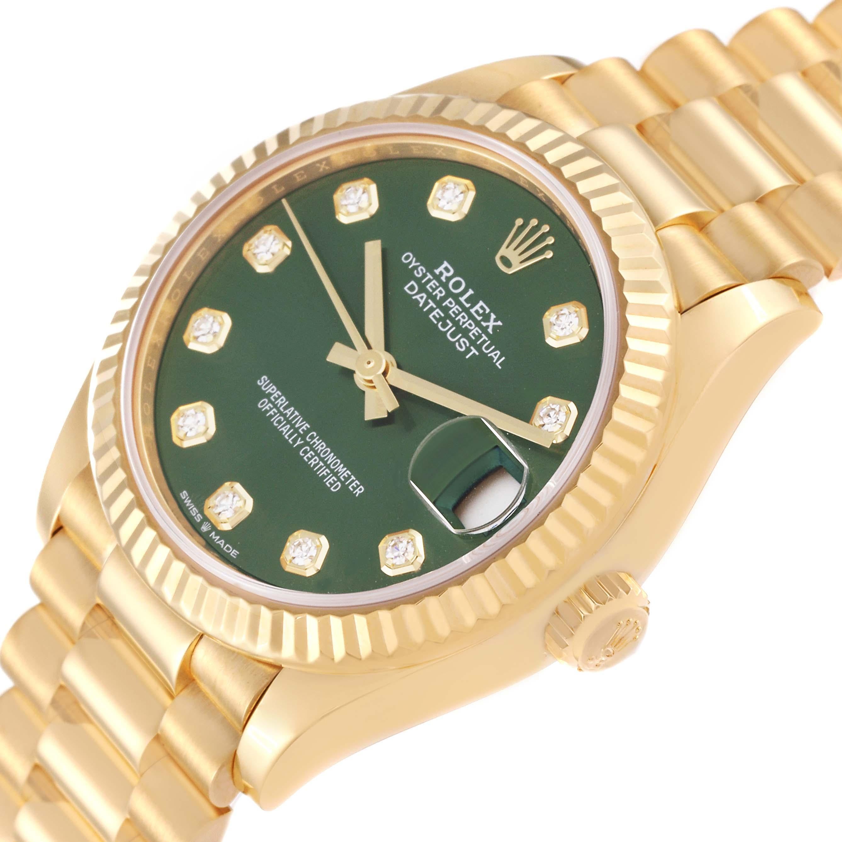 Rolex President Midsize Yellow Gold Diamond Ladies Watch 278278 Box Card For Sale 1