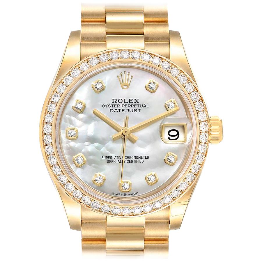 Rolex President Midsize Yellow Gold Diamond Ladies Watch 278288 Unworn For Sale