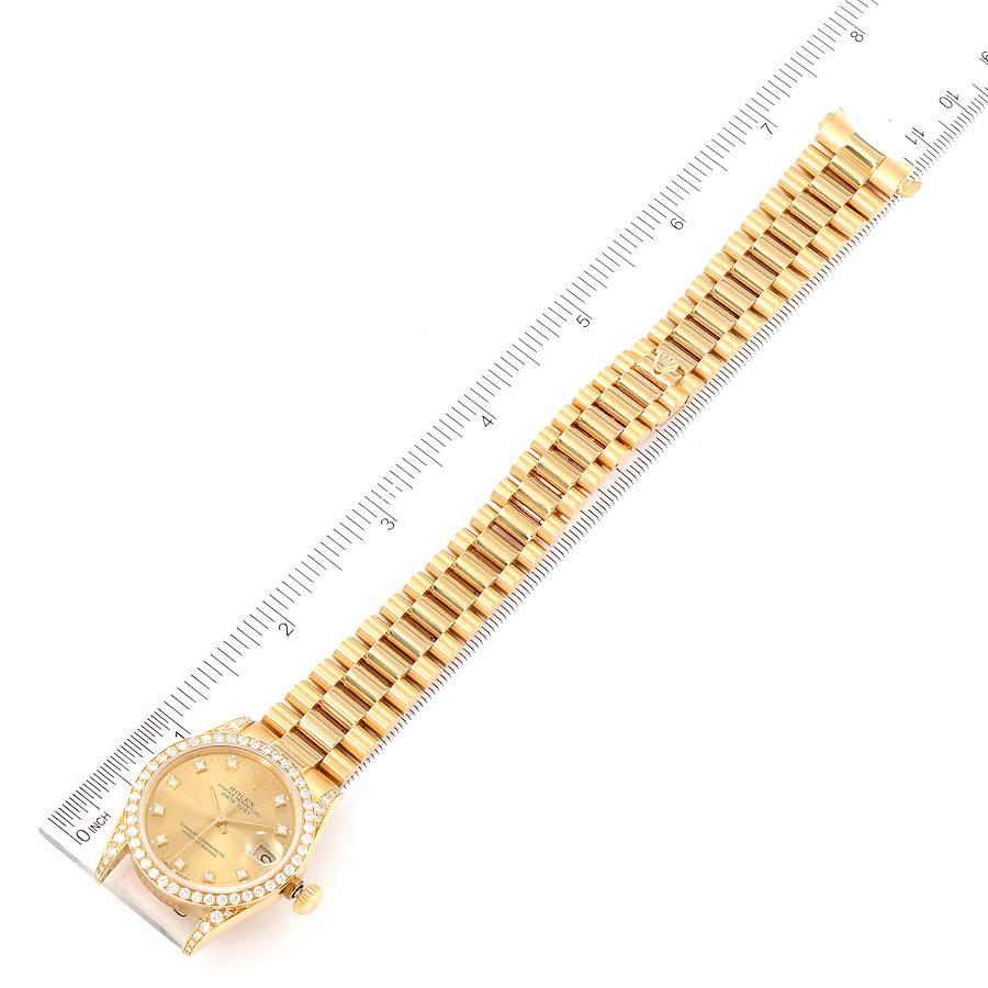 Rolex President Midsize Yellow Gold Diamond Ladies Watch 68158 Box Papers 6