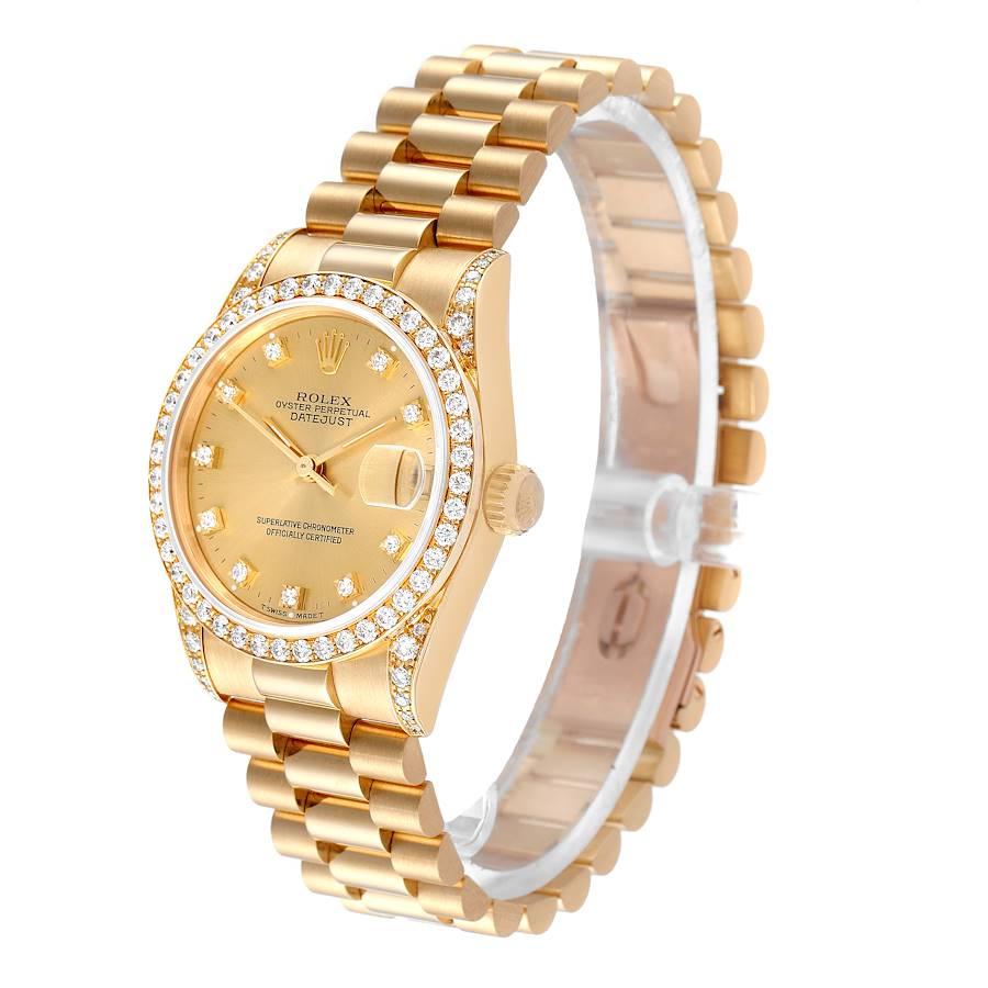 Women's Rolex President Midsize Yellow Gold Diamond Ladies Watch 68158 Box Papers