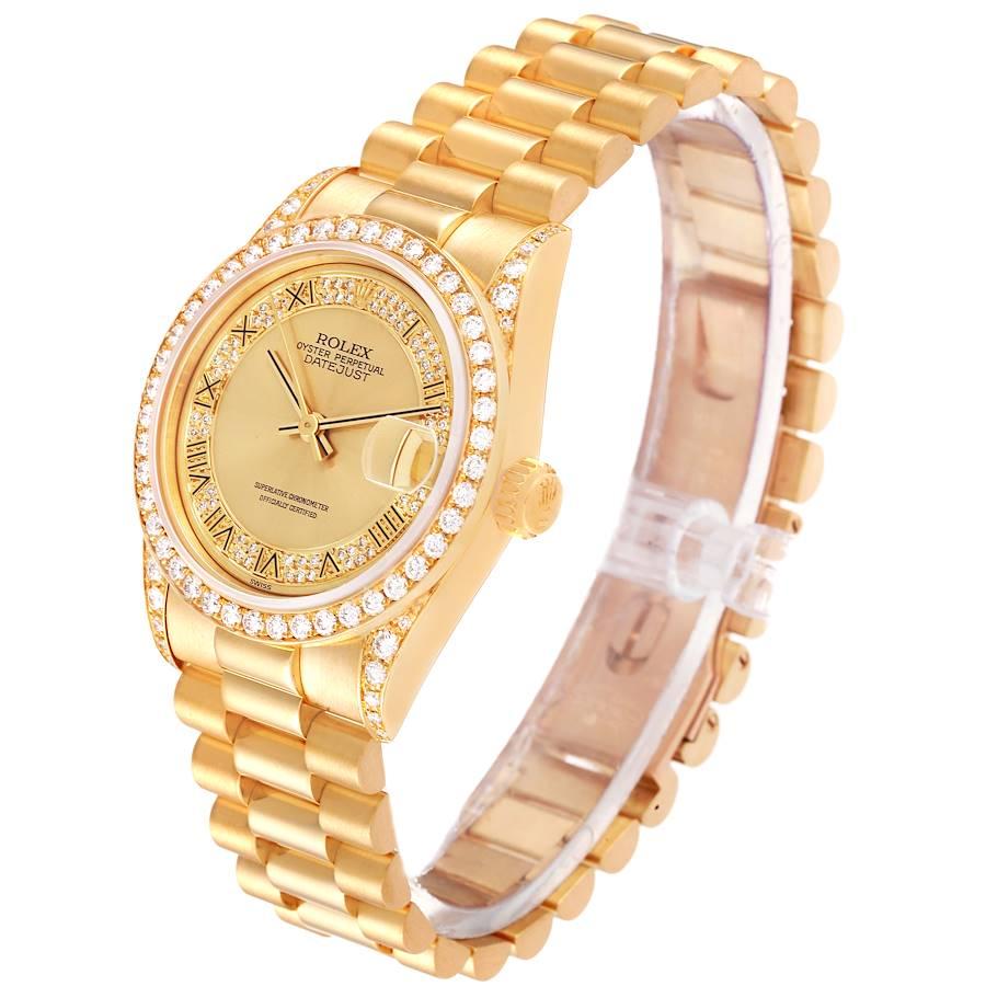 Women's Rolex President Midsize Yellow Gold Diamond Ladies Watch 68158