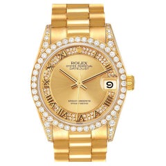 Rolex President Midsize Yellow Gold Diamond Ladies Watch 68158