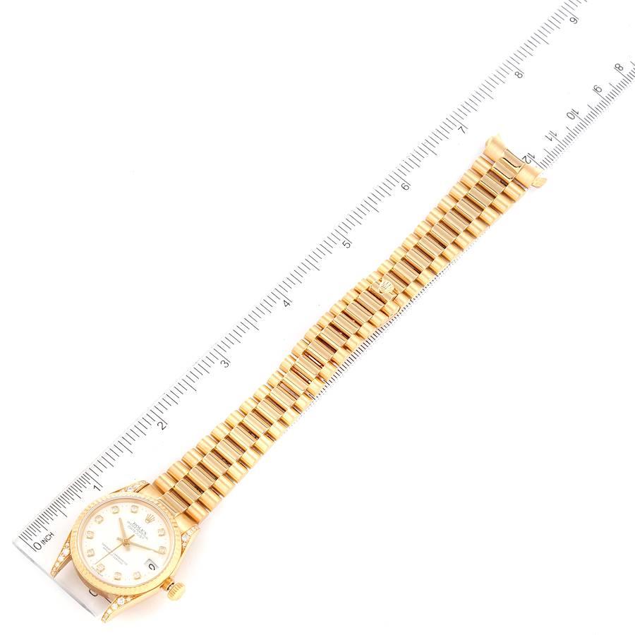 Rolex President Midsize Yellow Gold Diamond Ladies Watch 68238 For Sale 3