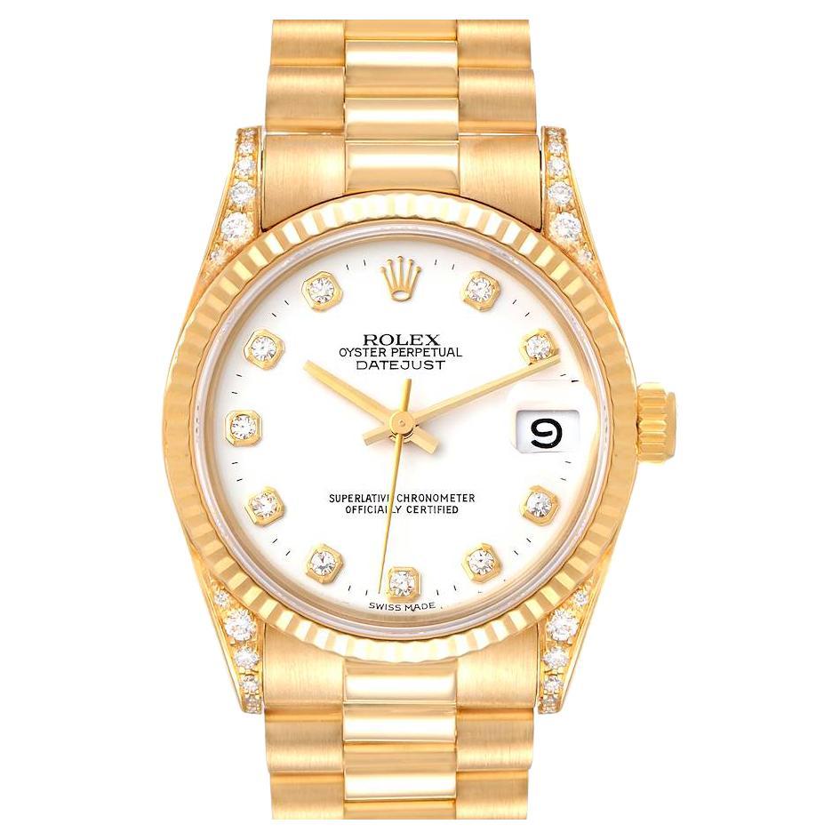 Rolex President Midsize Yellow Gold Diamond Ladies Watch 68238 For Sale
