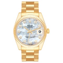Rolex President Midsize Yellow Gold MOP Diamond Dial Ladies Watch 178278