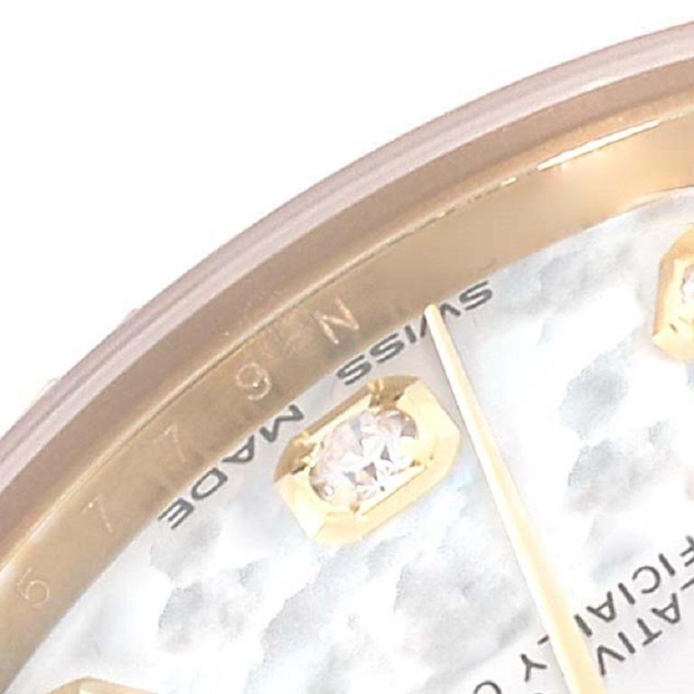 Rolex President Midsize Yellow Gold Mother Of Pearl Diamond Dial Ladies Watch For Sale 2