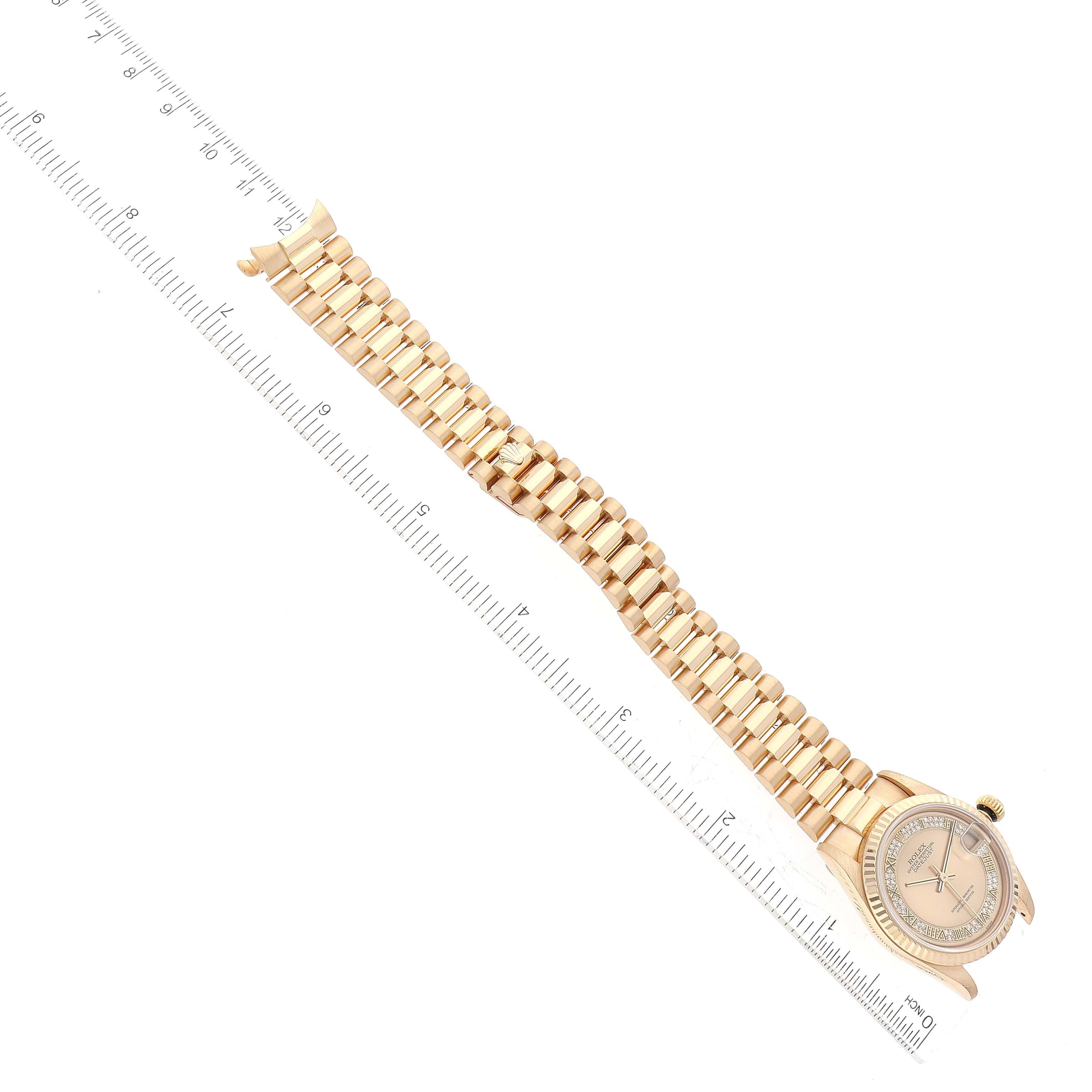 Rolex President Midsize Yellow Gold Myriad Diamond Dial Ladies Watch 68278 4