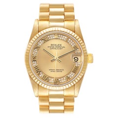 Rolex President Midsize Yellow Gold Myriad Diamond Dial Ladies Watch 68278