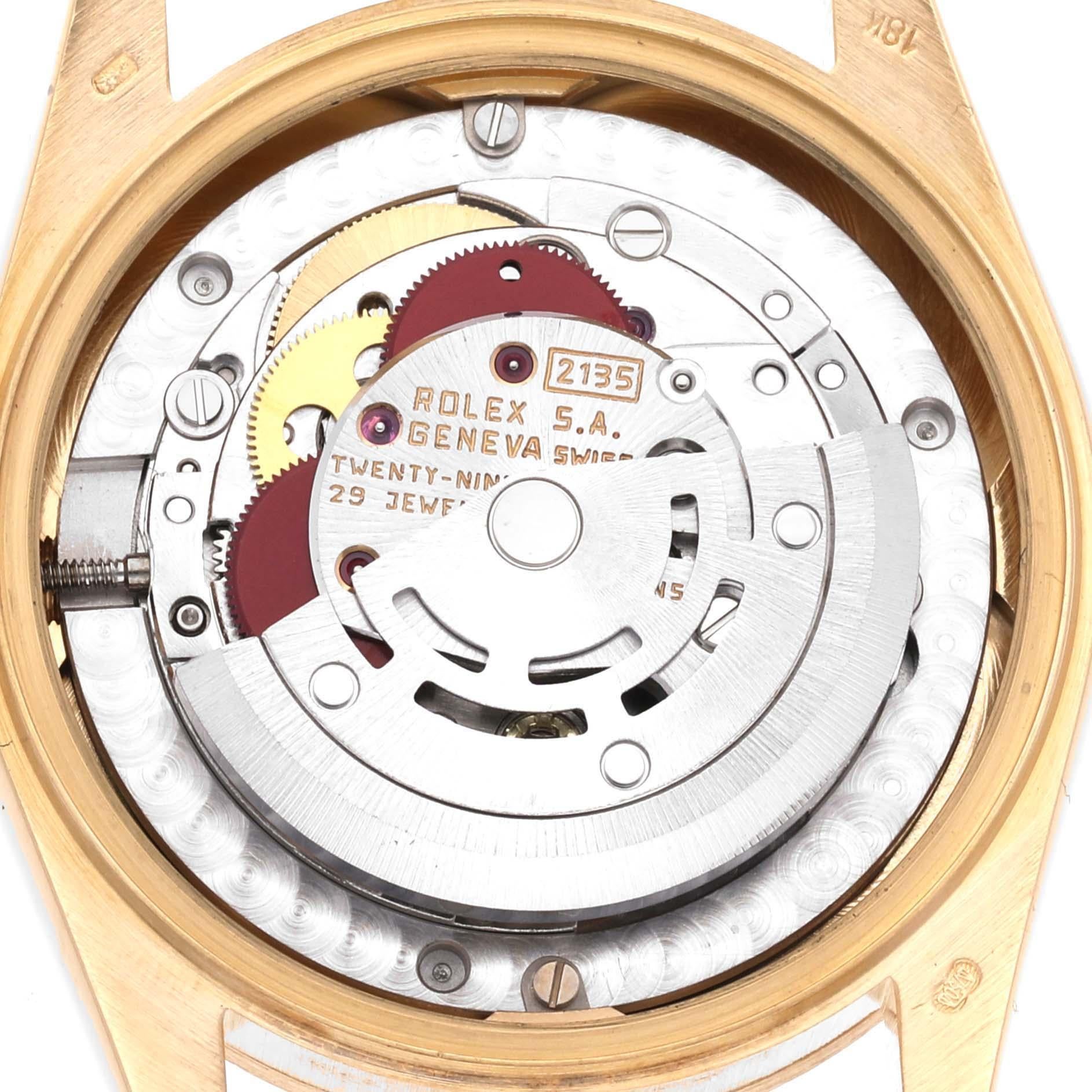 Rolex President Midsize Yellow Gold Onyx Diamond Dial Ladies Watch 68278 en vente 4
