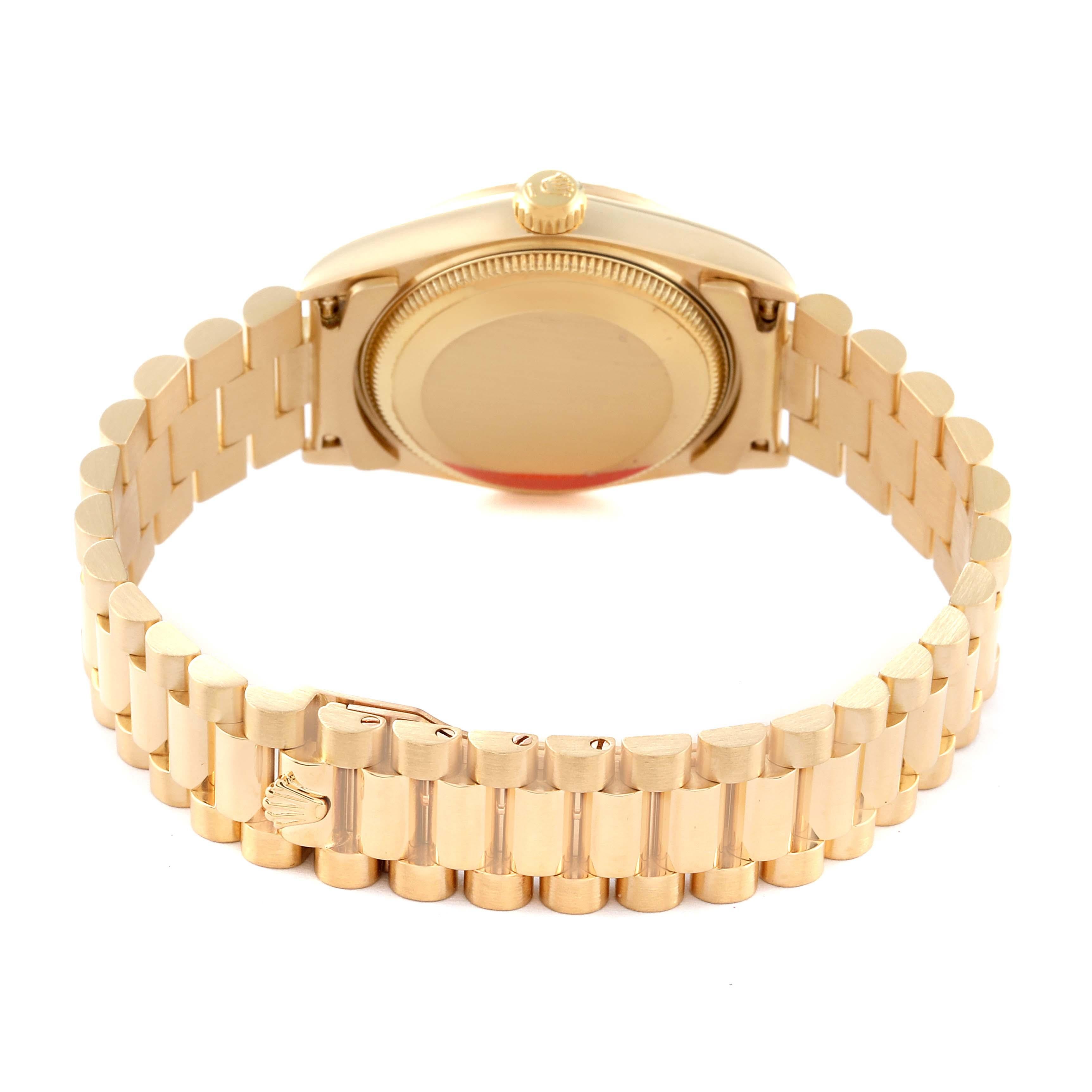 Rolex President Midsize Yellow Gold Onyx Diamond Dial Ladies Watch 68278 en vente 5