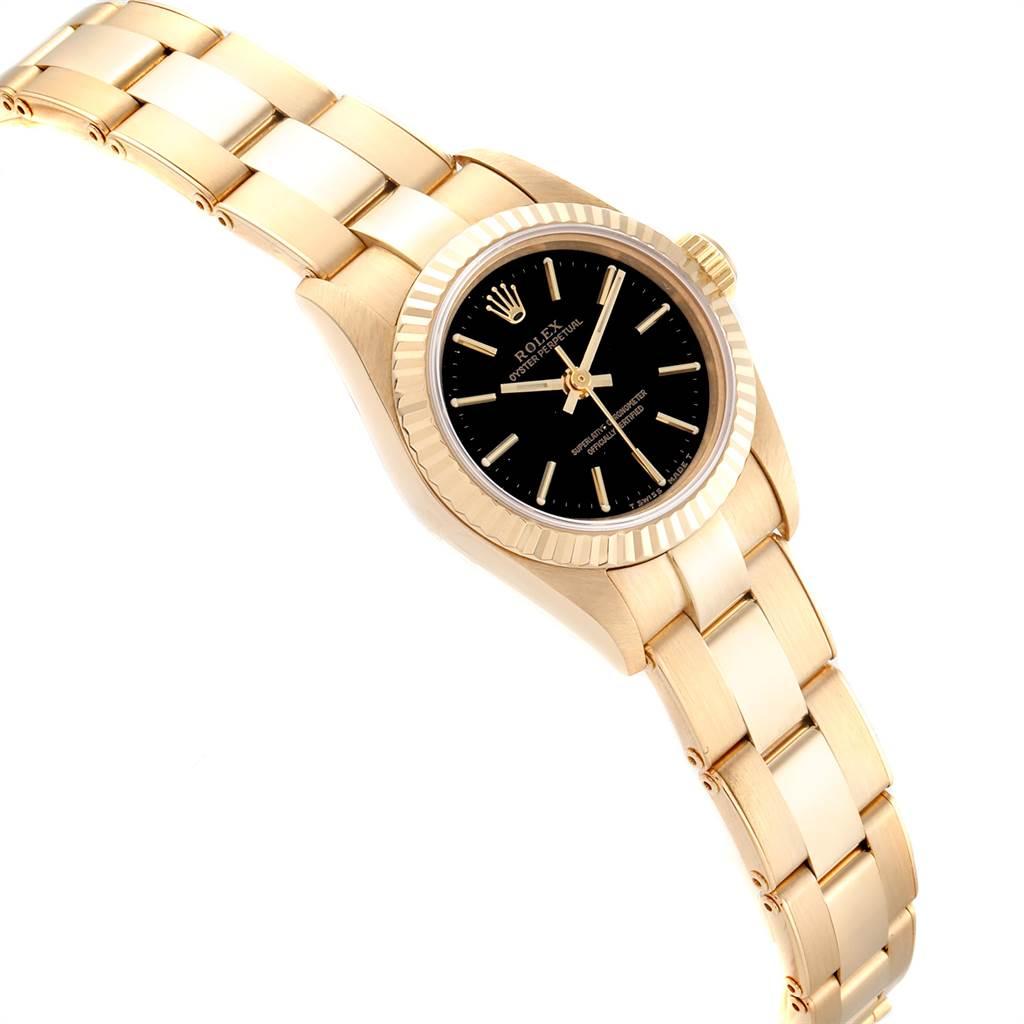 Women's Rolex President No-Date Yellow Gold Black Dial Ladies Watch 67198 For Sale