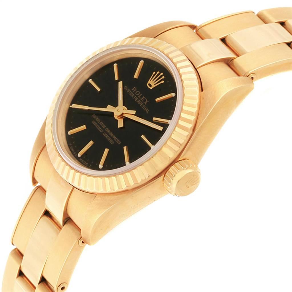 Rolex President No-Date Yellow Gold Black Dial Ladies Watch 67198 For Sale 2