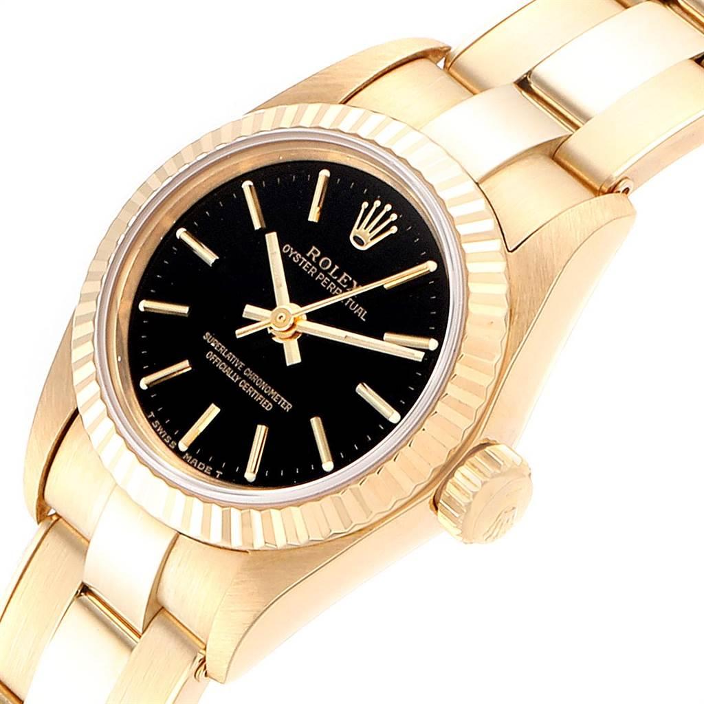 Rolex President No-Date Yellow Gold Black Dial Ladies Watch 67198 For Sale 2