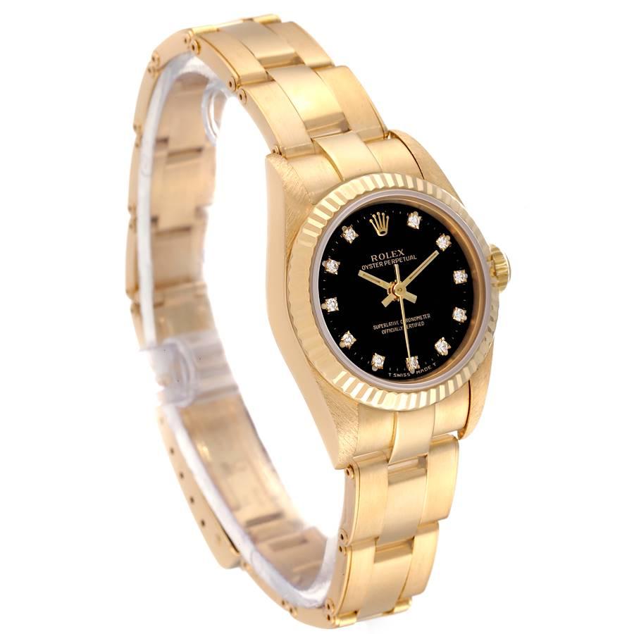 Rolex President No-Date Yellow Gold Diamond Ladies Watch 67198 In Good Condition In Atlanta, GA