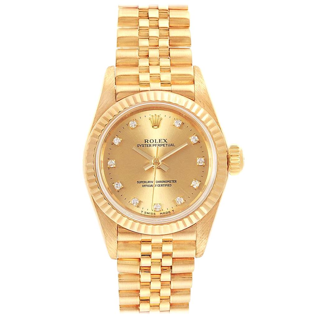 Rolex President No-Date Yellow Gold Diamond Ladies Watch 67198