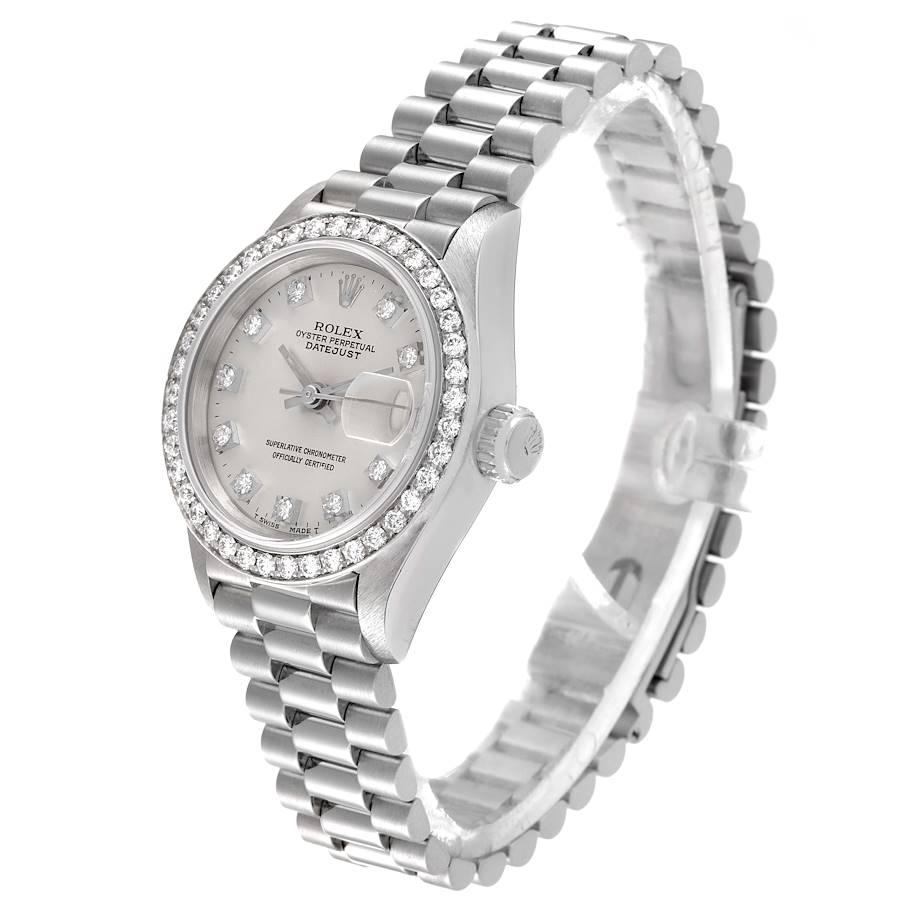 Rolex President Platinum Silver Diamond Dial Ladies Watch 69136 In Good Condition In Atlanta, GA