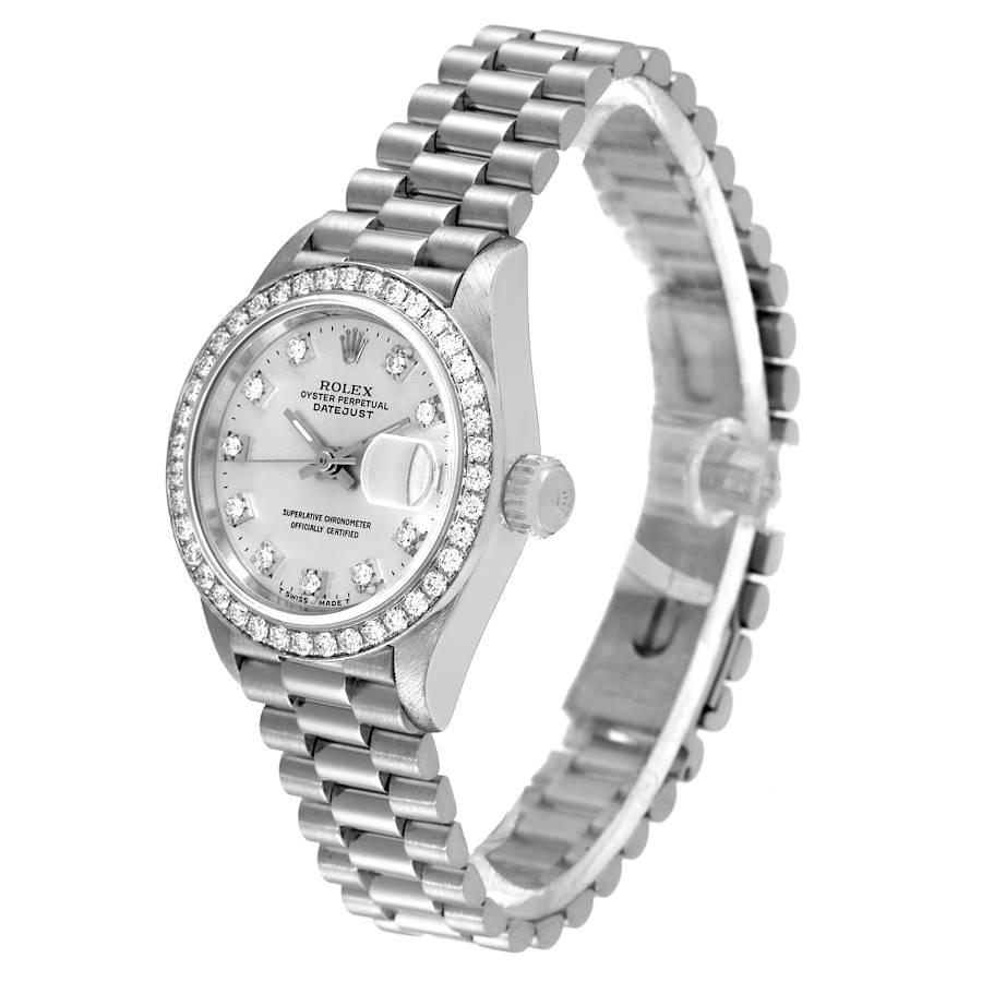 Women's Rolex President Platinum Silver Diamond Dial Ladies Watch 69136