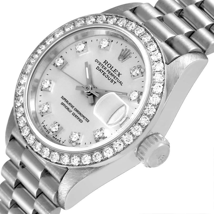 Rolex President Platinum Silver Diamond Dial Ladies Watch 69136 1