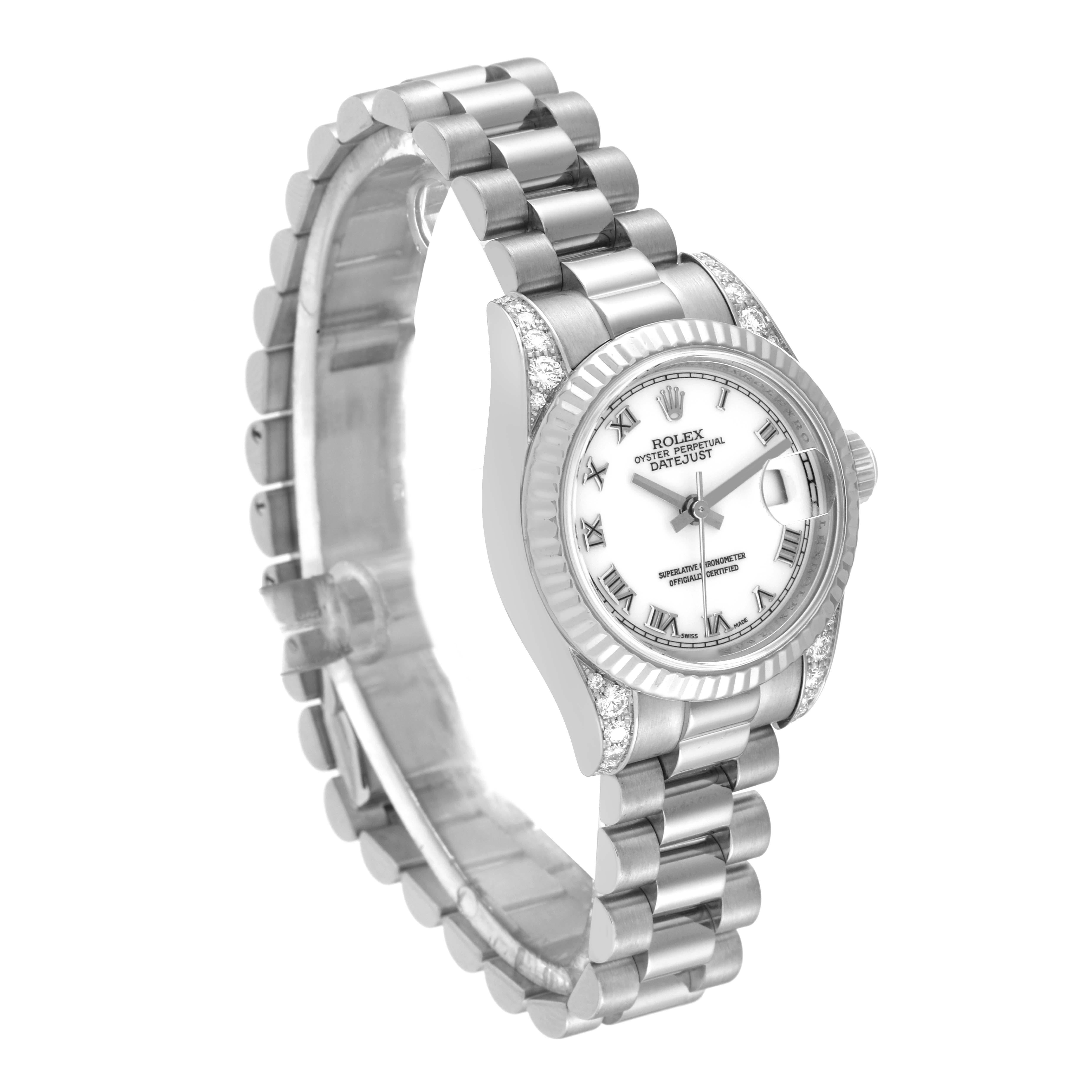 Rolex President Roman Dial White Gold Diamond Ladies Watch 179239 In Excellent Condition For Sale In Atlanta, GA