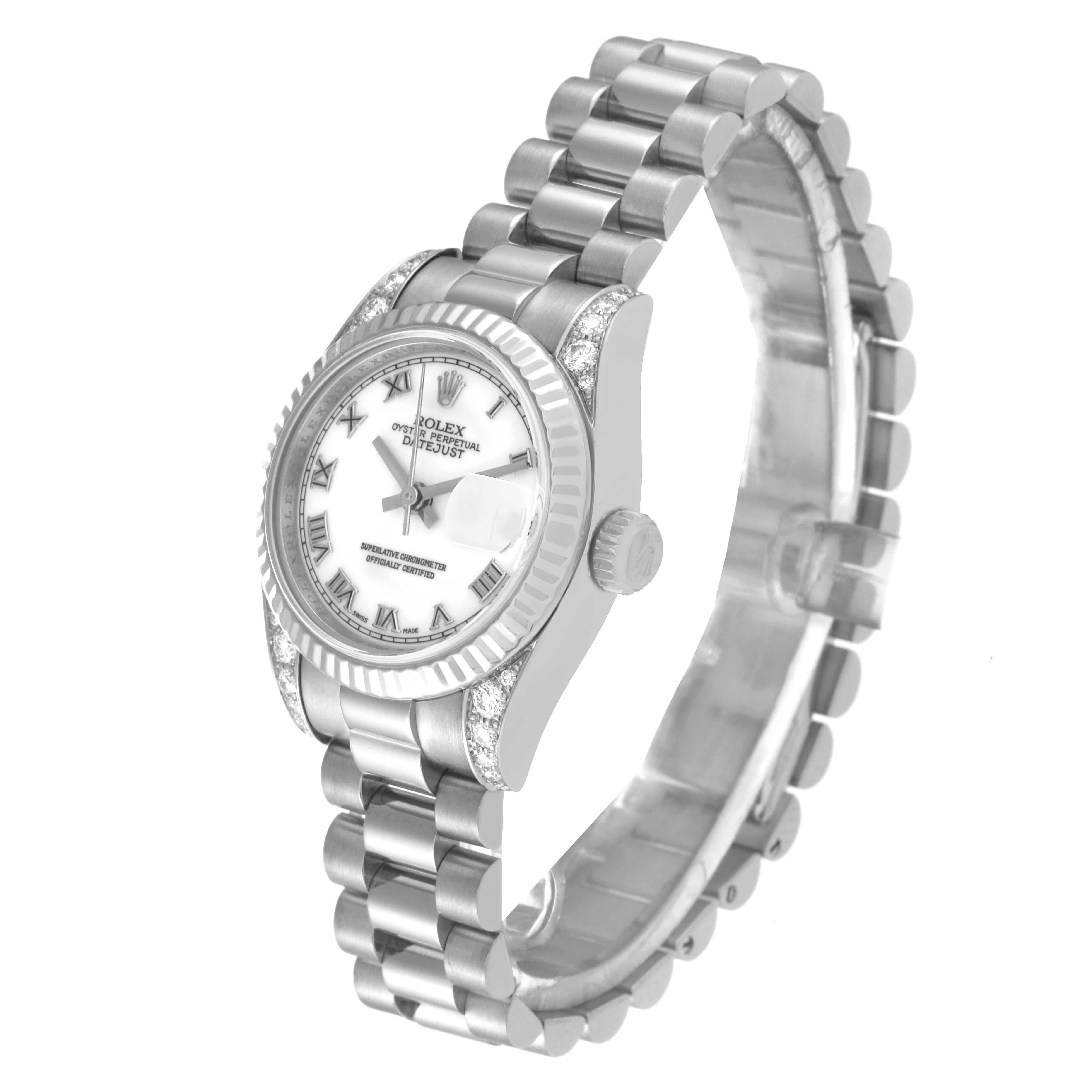 Women's Rolex President Roman Dial White Gold Diamond Ladies Watch 179239 For Sale