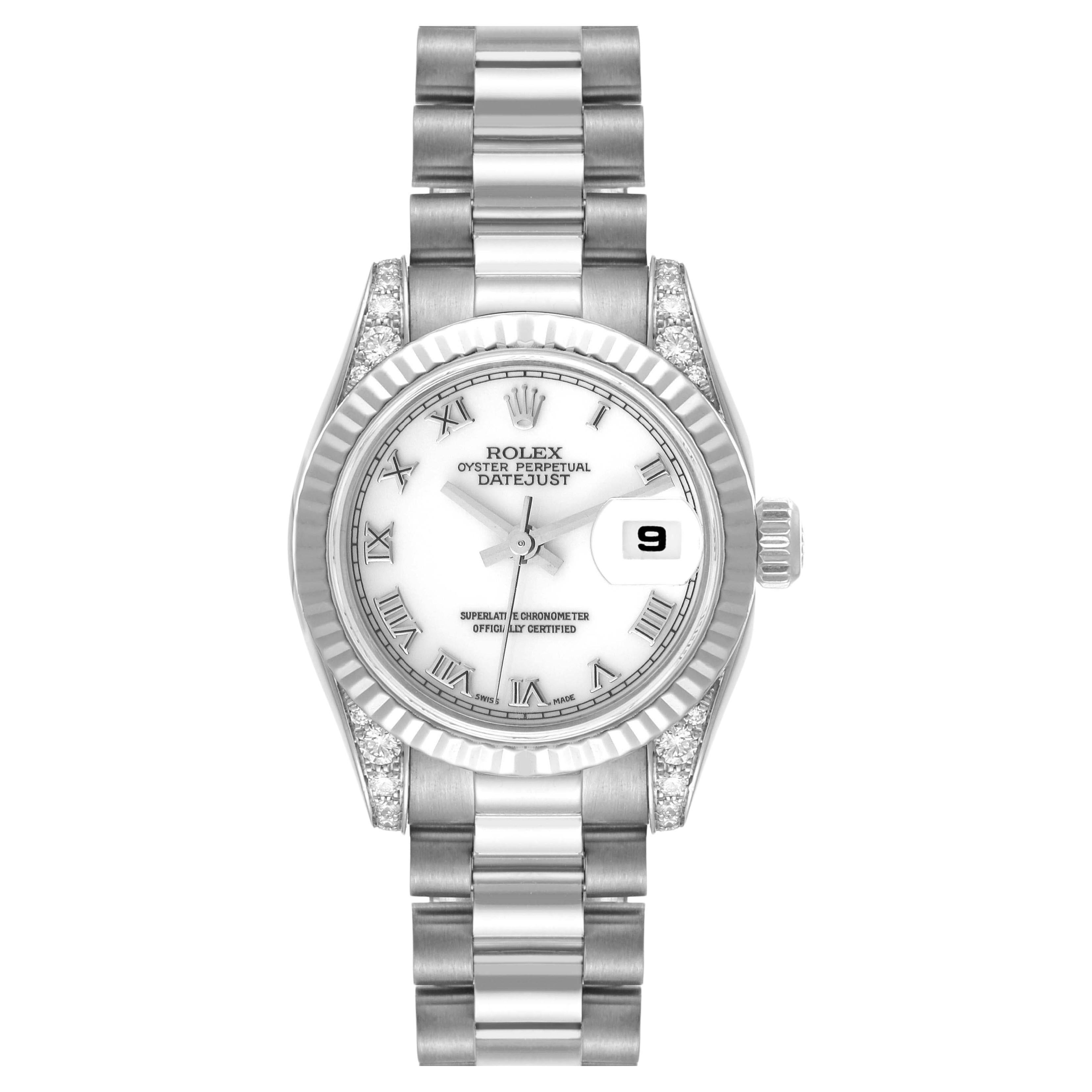 Rolex President Roman Dial White Gold Diamond Ladies Watch 179239 For Sale