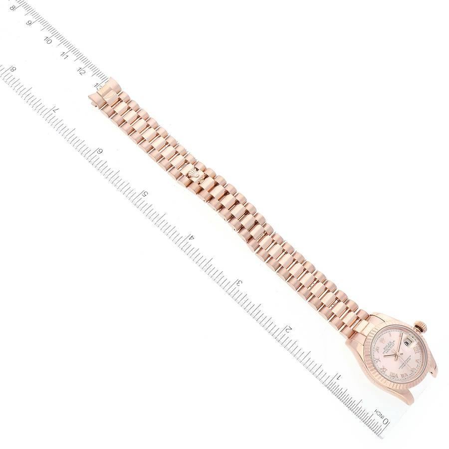 Rolex President Rose Gold Rose Roman Dial Ladies Watch 179175 Box Card For Sale 3