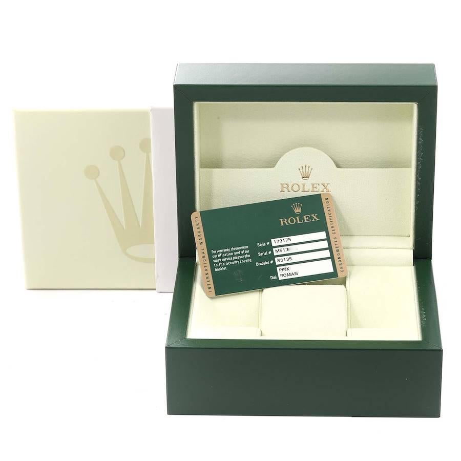 Rolex President Rose Gold Rose Roman Dial Ladies Watch 179175 Box Card For Sale 5